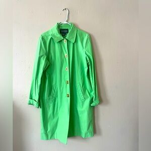 Lauren Ralph Lauren Green Trench Coat with Classic Style and Long Sleeves